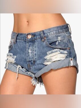One Teaspoon Distressed Bandit Cuffed Denim Shorts